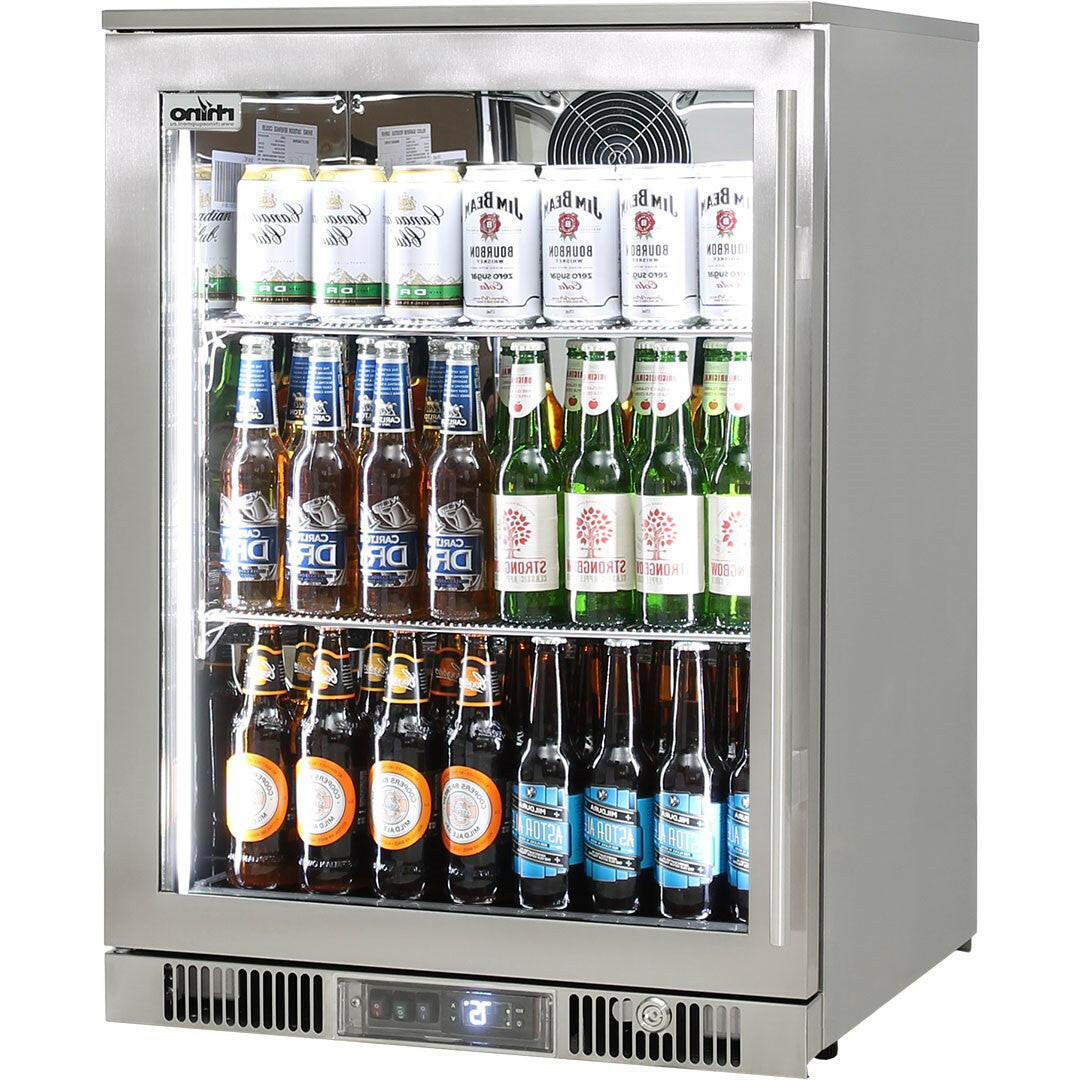 Rhino ENV1L-SS - Outdoor 1 Door Bar Fridge Coldest Beer 43ºC+ Best Alfresco 316 Stainless Quiet With No Condensation