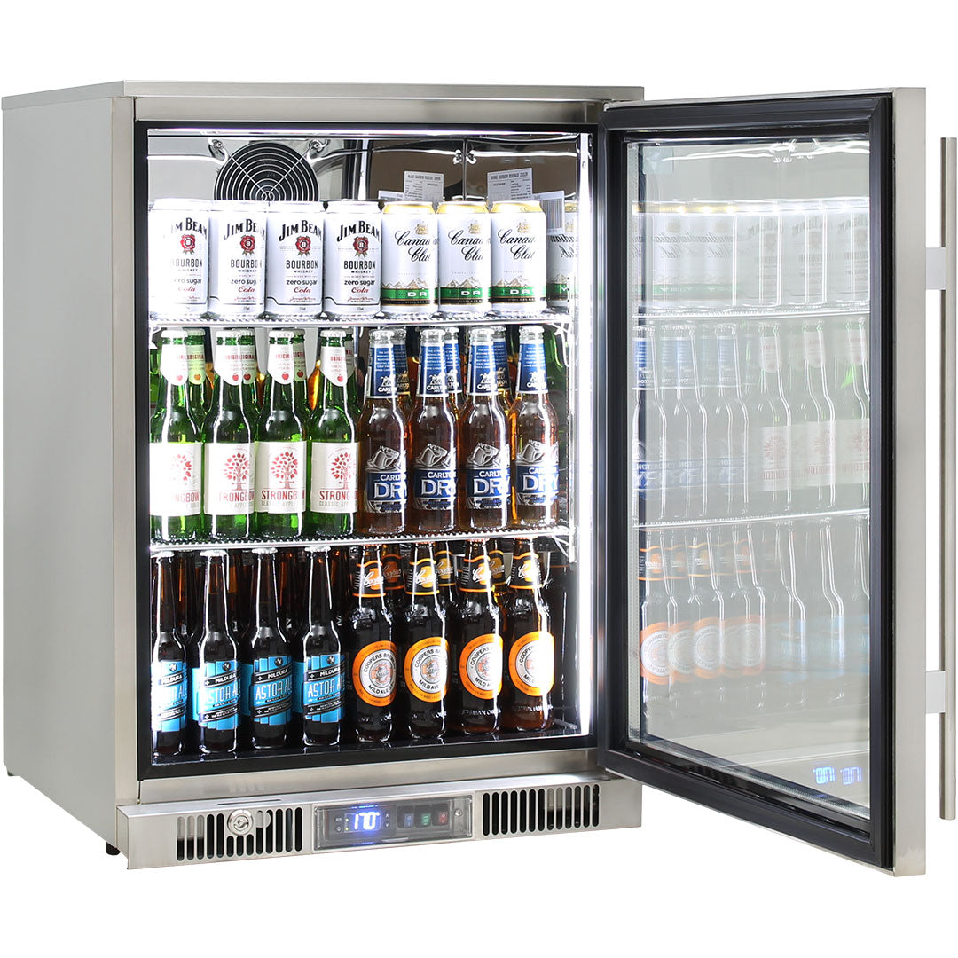 Outdoor Rhino ENVY 1 Door Bar Fridge Coldest Beer 43ºC+ Best Alfresco 316 Stainless Quiet With No Condensation - ENV1R-SS