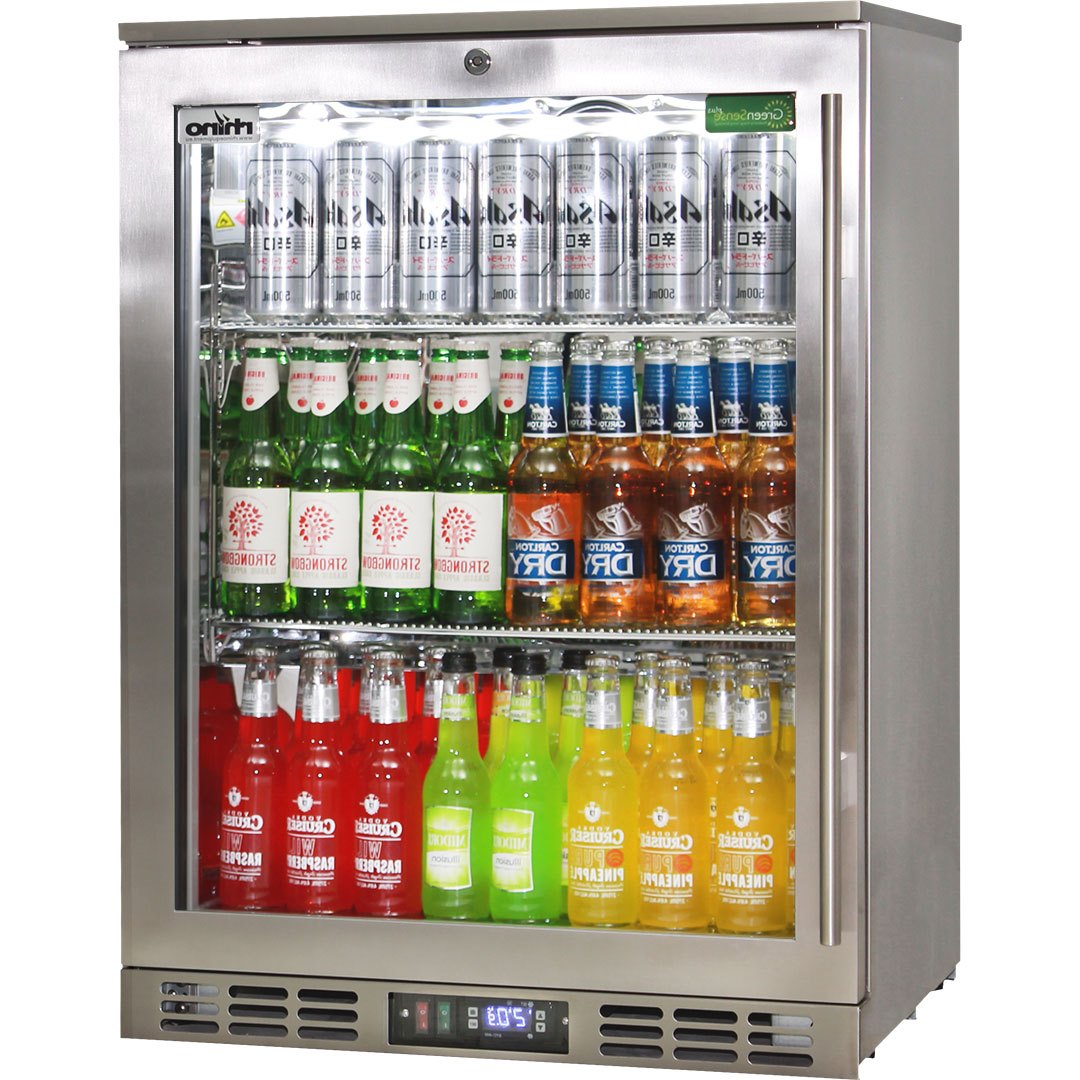 Rhino Quiet Running Stainless Steel 1 Heated Glass Door Bar Fridge With Low Energy Consumption - Left Hinged - Model SG1L-SQ