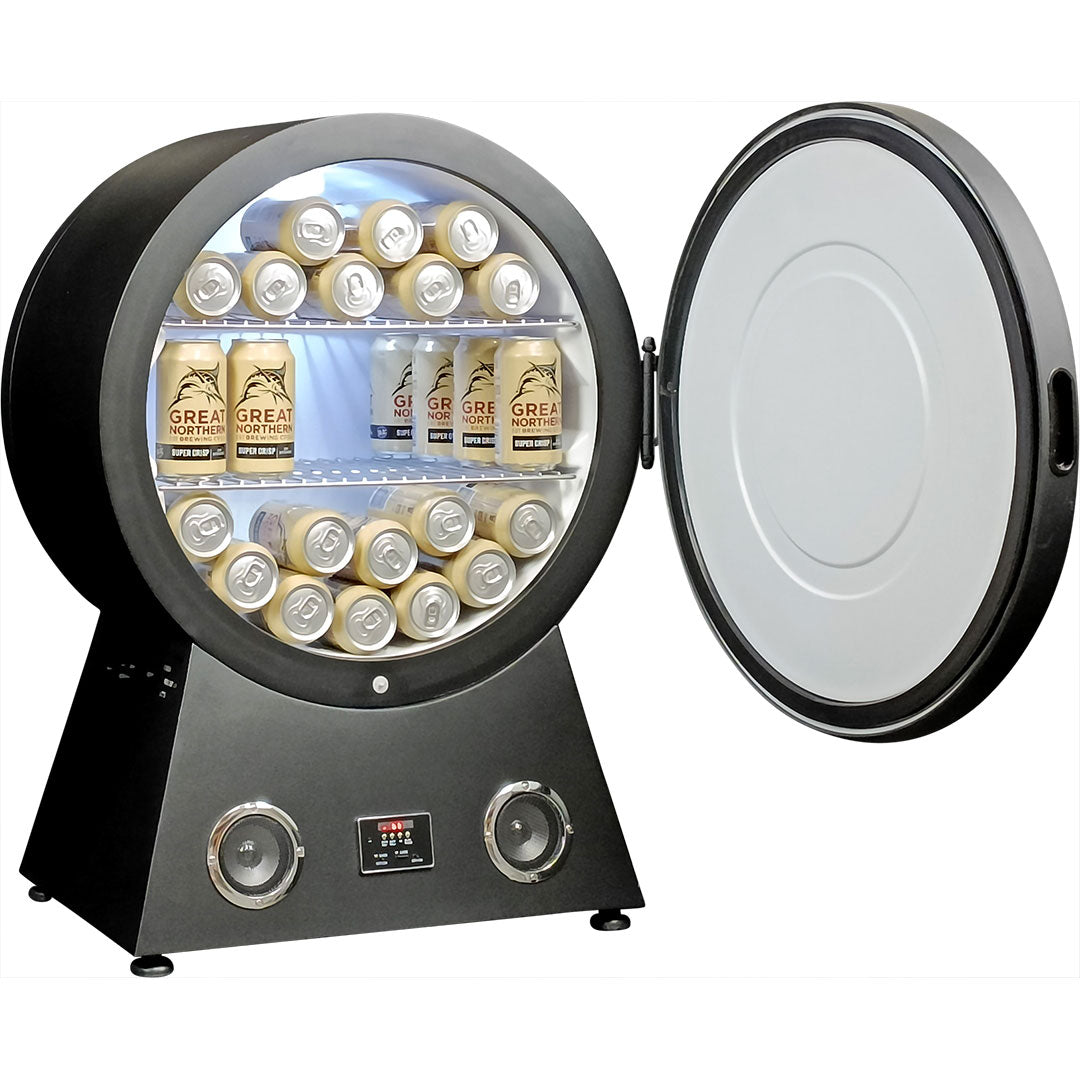 Round Shaped Bar Fridge With Blue Tooth And Speakers Makes A Great Gift Idea  - Model  RF-42