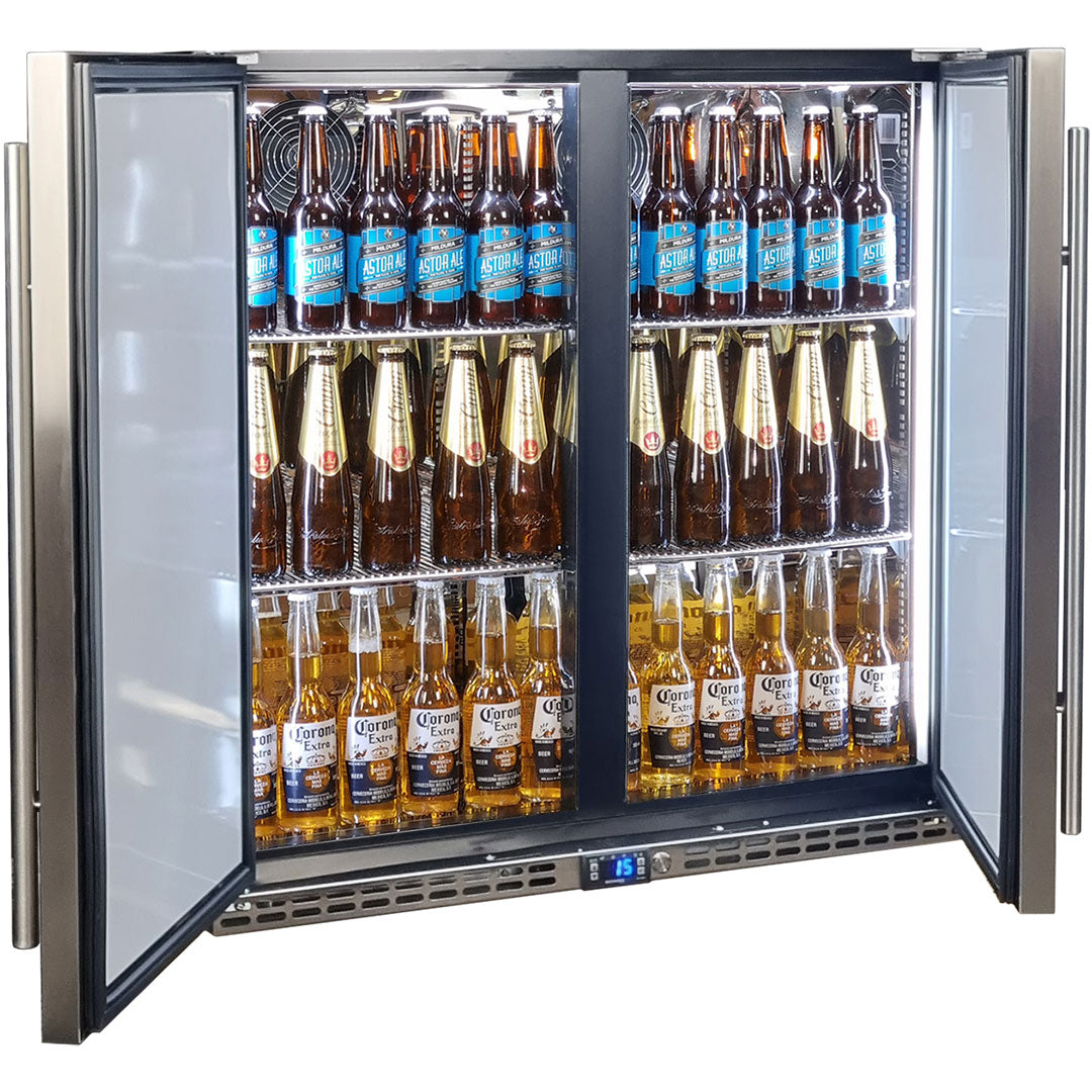 Schmick Stainless Steel Quiet Running 2 Door Bar Fridge With Quality Parts And Quiet Operation  - Model SK245-SD