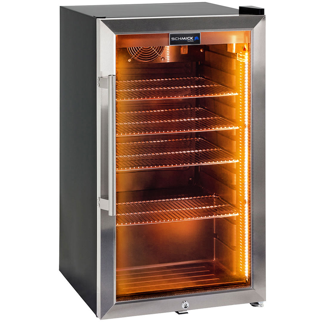Schmick Outdoor Triple Glazed Alfresco Bar Fridge With Led Strip Lights, Lock and LOW E Glass, indoor use also perfect! - Model HUS-SC88-SS