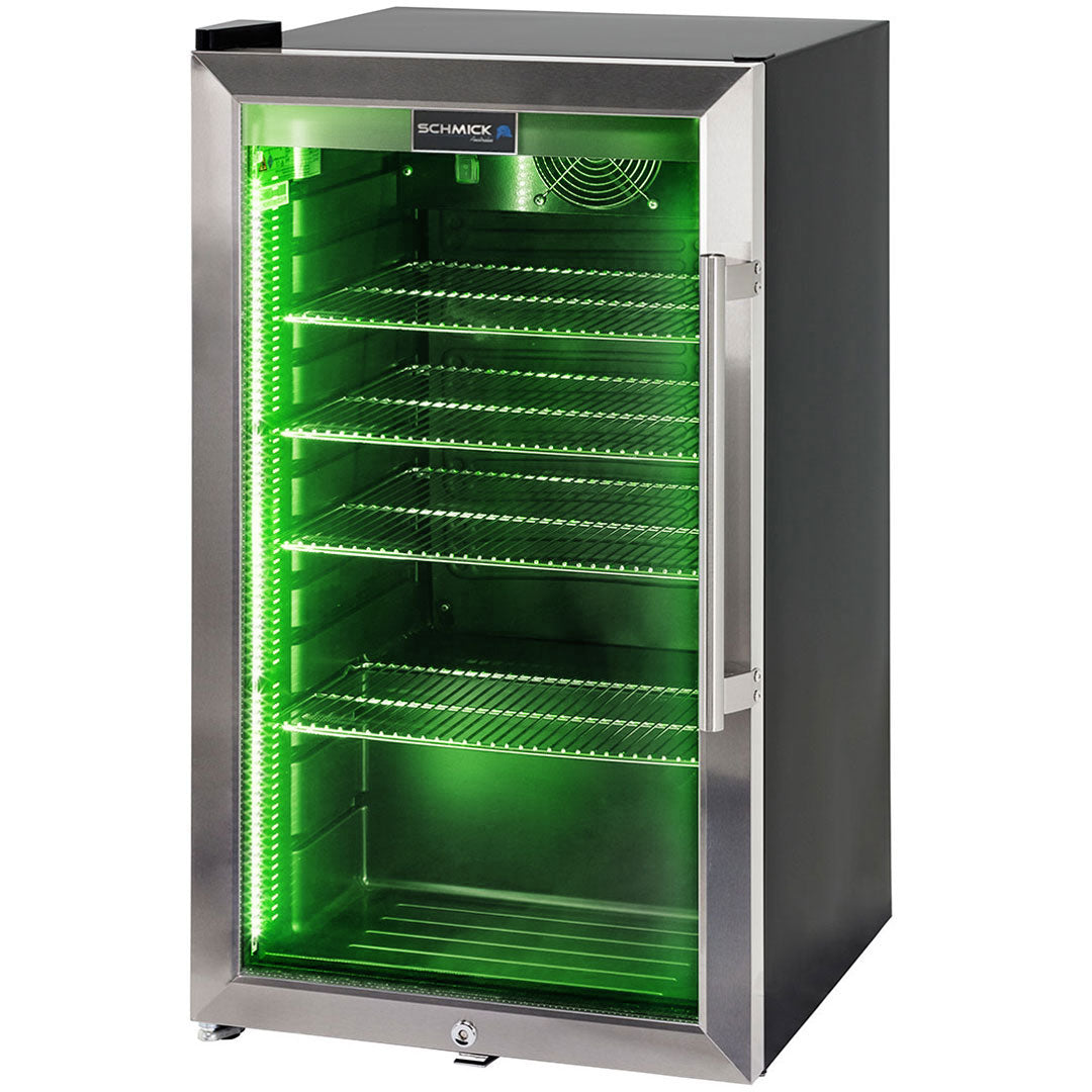 Schmick Outdoor Triple Glazed Alfresco Bar Fridge With Led Strip Lights, Lock and LOW E Glass, indoor use also perfect! - Model HUS-SC88L-SS