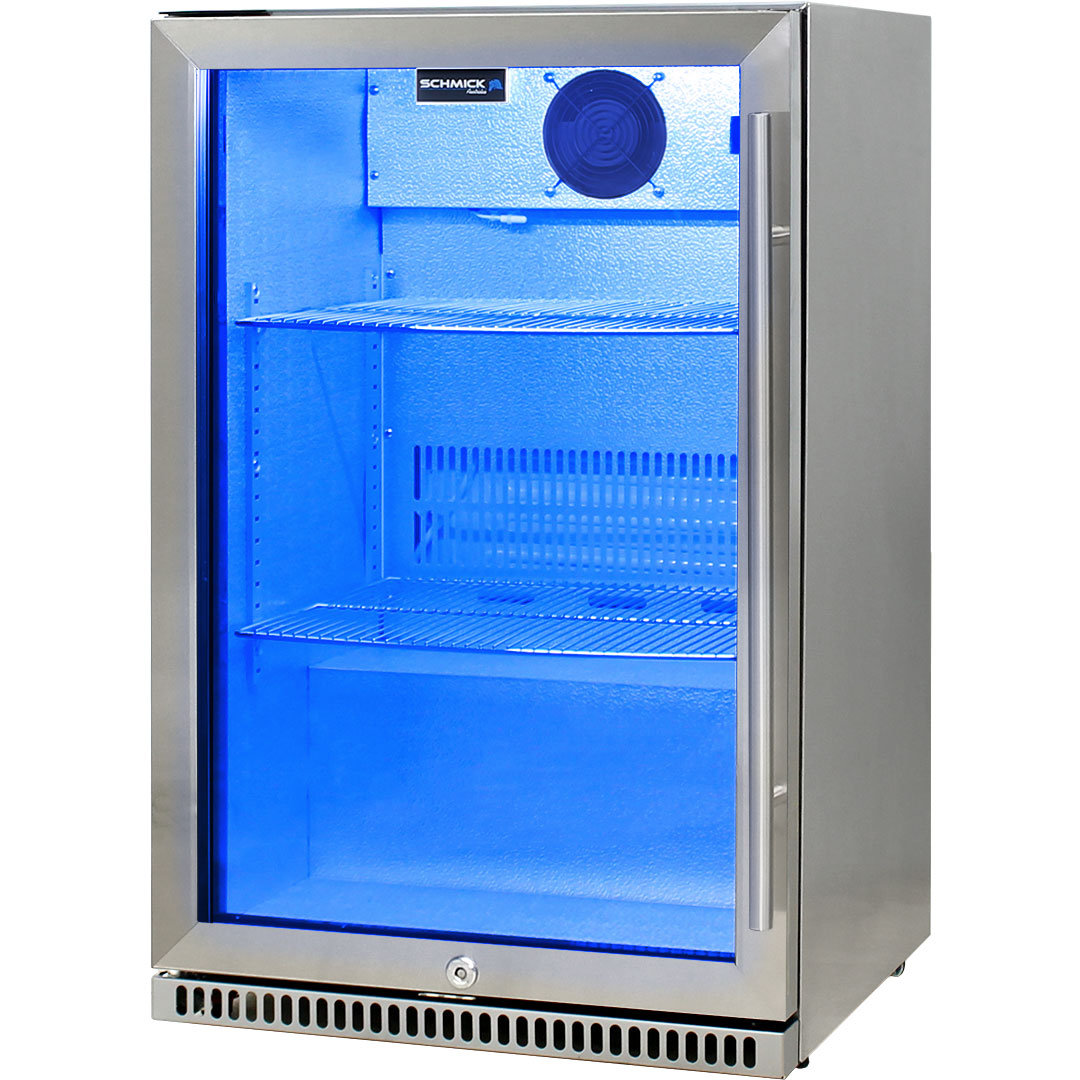 Schmick 304 Stainless Steel Bar Fridge Tropical Rated With Heated Glass and Triple Glazing - Model SK118L-SS