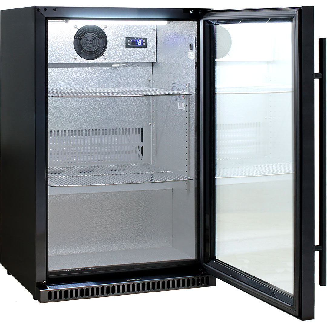 Schmick Black Bar Fridge Tropical Rated With Heated Glass and Triple Glazing 1 Door - Model SK118R-B