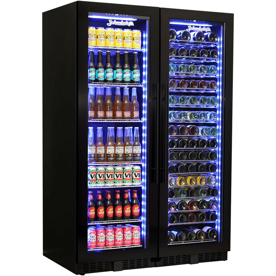 Schmick BD425-Combo-B - Matching Upright Glass Door Beer And Wine Refrigerator Combination