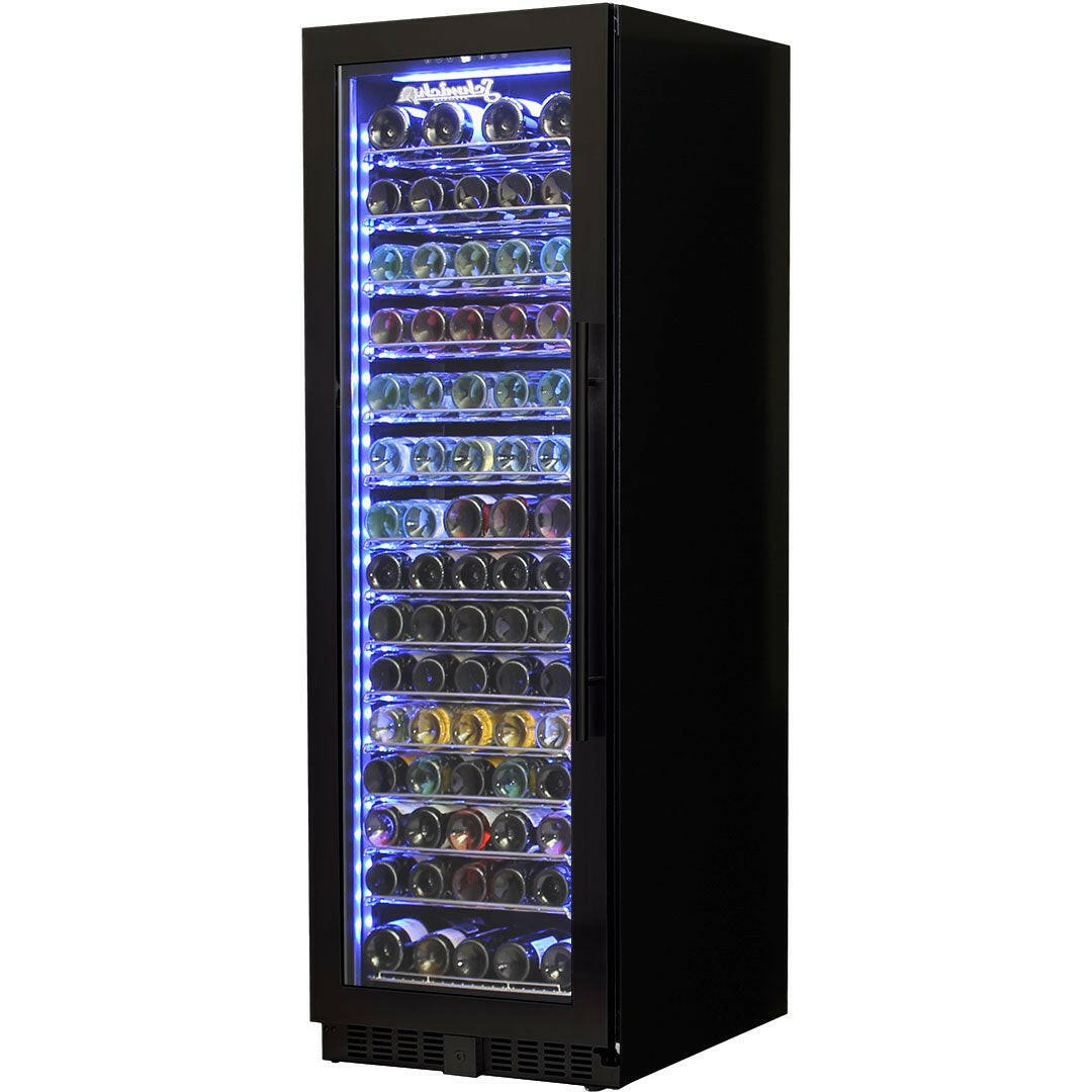 Schmick BD425LW-B - Upright Black Glass Door Wine Refrigerator