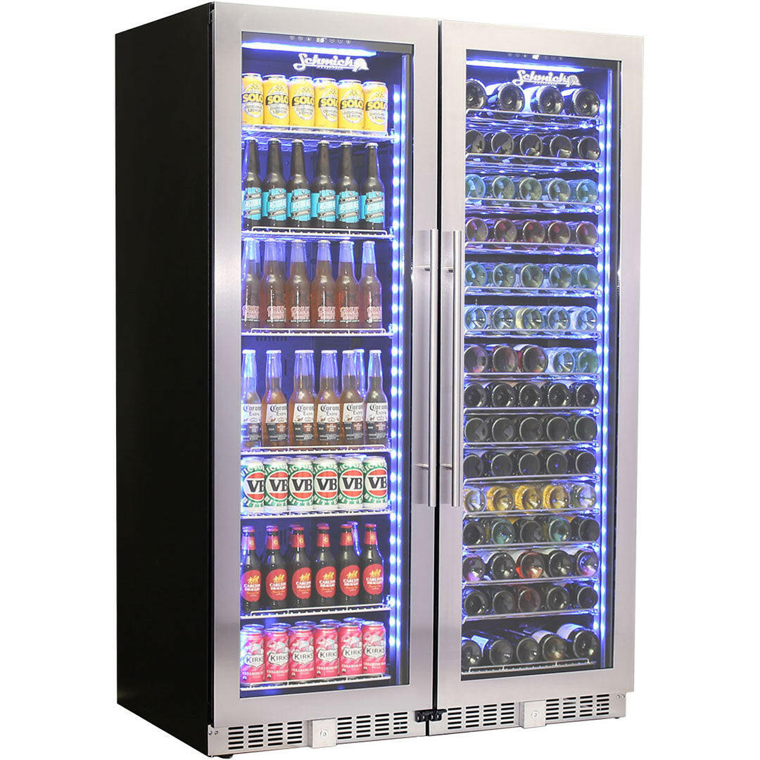 Schmick BD425-Combo - Matching Upright Glass Door Beer And Wine Refrigerator Combination