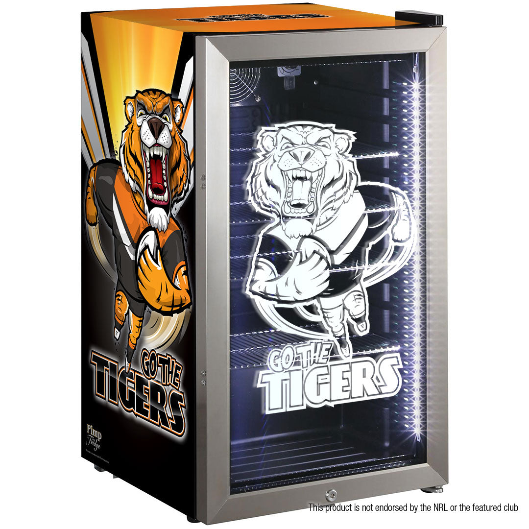 Rugby Tigers Triple Glazed Alfresco Bar Fridge With LED Strip Lights - Model HUS-SC88-RUG-TIGERS