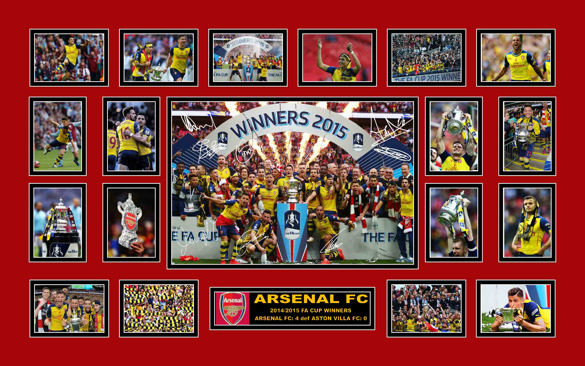 Arsenal 2014/2015 FA Cup Winners Collage Framed - KING CAVE