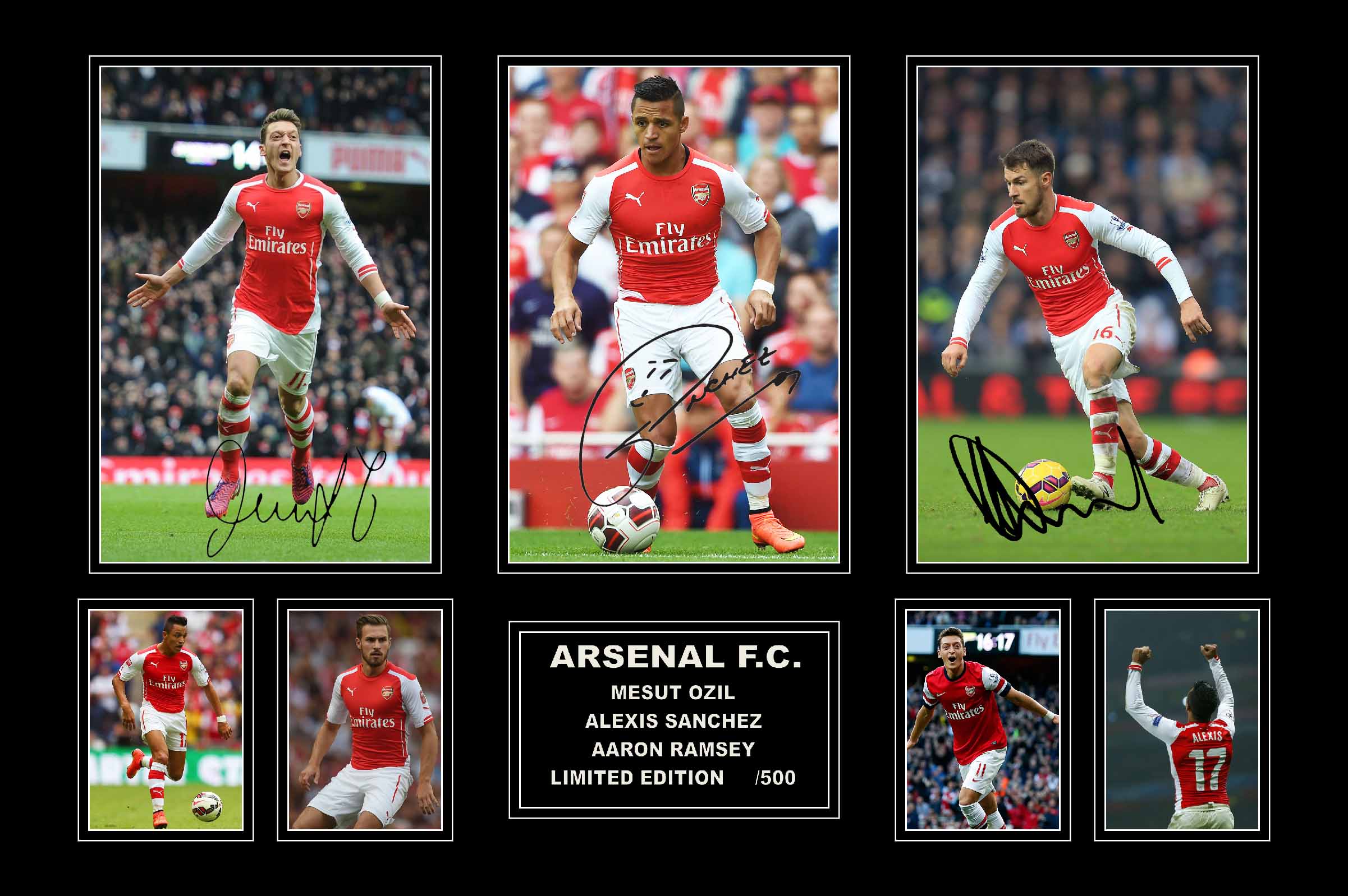Arsenal 3 Player Collage Framed (OZIL, SANCHEZ, RAMSEY) - KING CAVE