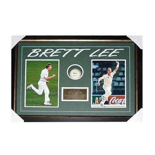 Brett Lee Signed Ball Collage Framed
