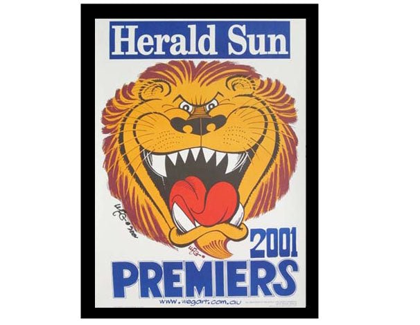 Brisbane Lions 2001 Weg Premiers Poster Framed - KING CAVE