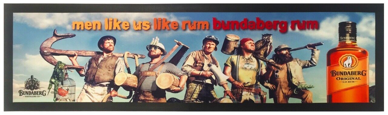 Bundaberg Rum "Men Like Us Like Rum" Premium Rubber-Backed Bar Mat Runner - KING CAVE