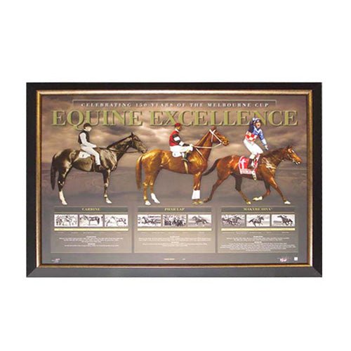 Carbine, Phar Lap & Makybe Diva Equine Excellence Print Framed - KING CAVE
