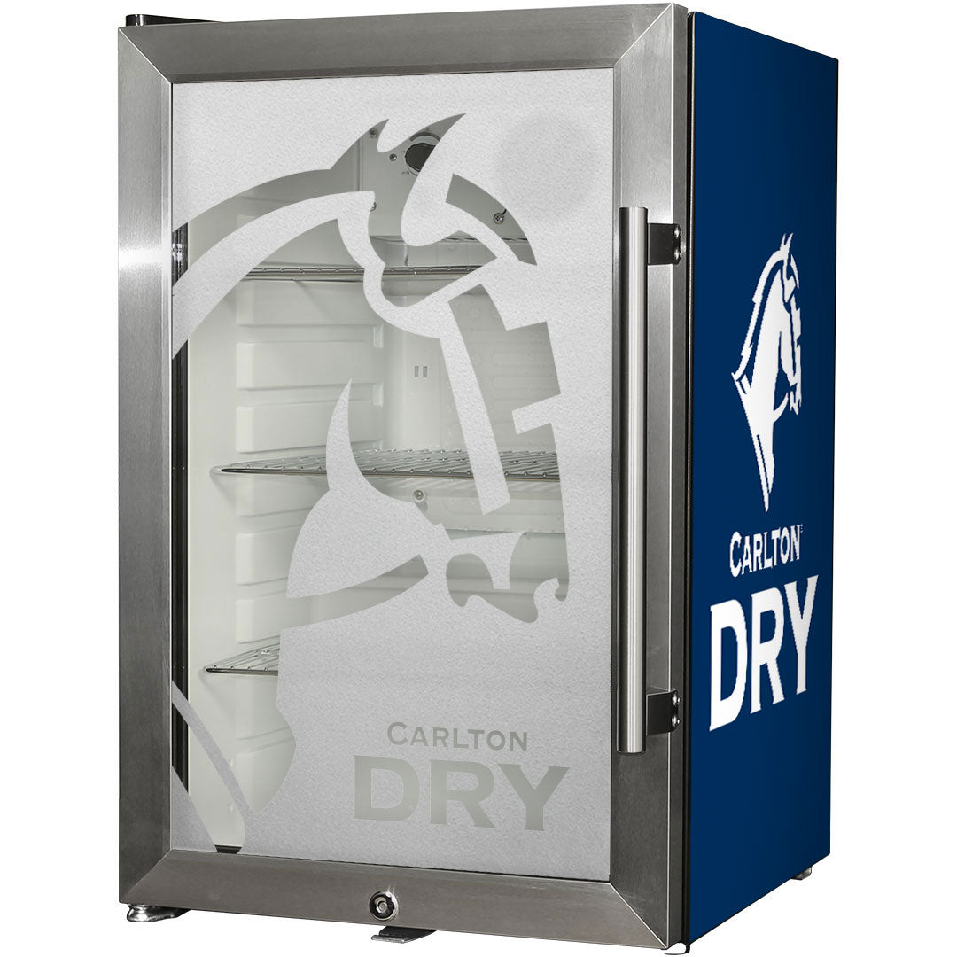 Carlton Dry Tropical Glass Door Mini Bar Fridge - 80 Cans Left Hinged EC68L-SSH-DRY - Model EC68L-SSH-DRY - KING CAVE