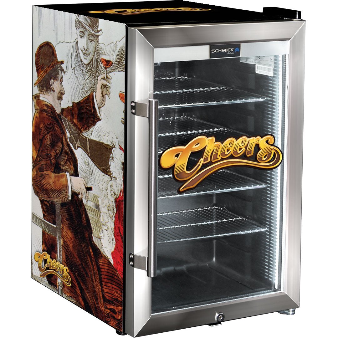 Cheers Lady Designed Glass Door Bar Fridge 70 Litre - Model HUS-SC70-SS-CH-LY - KING CAVE
