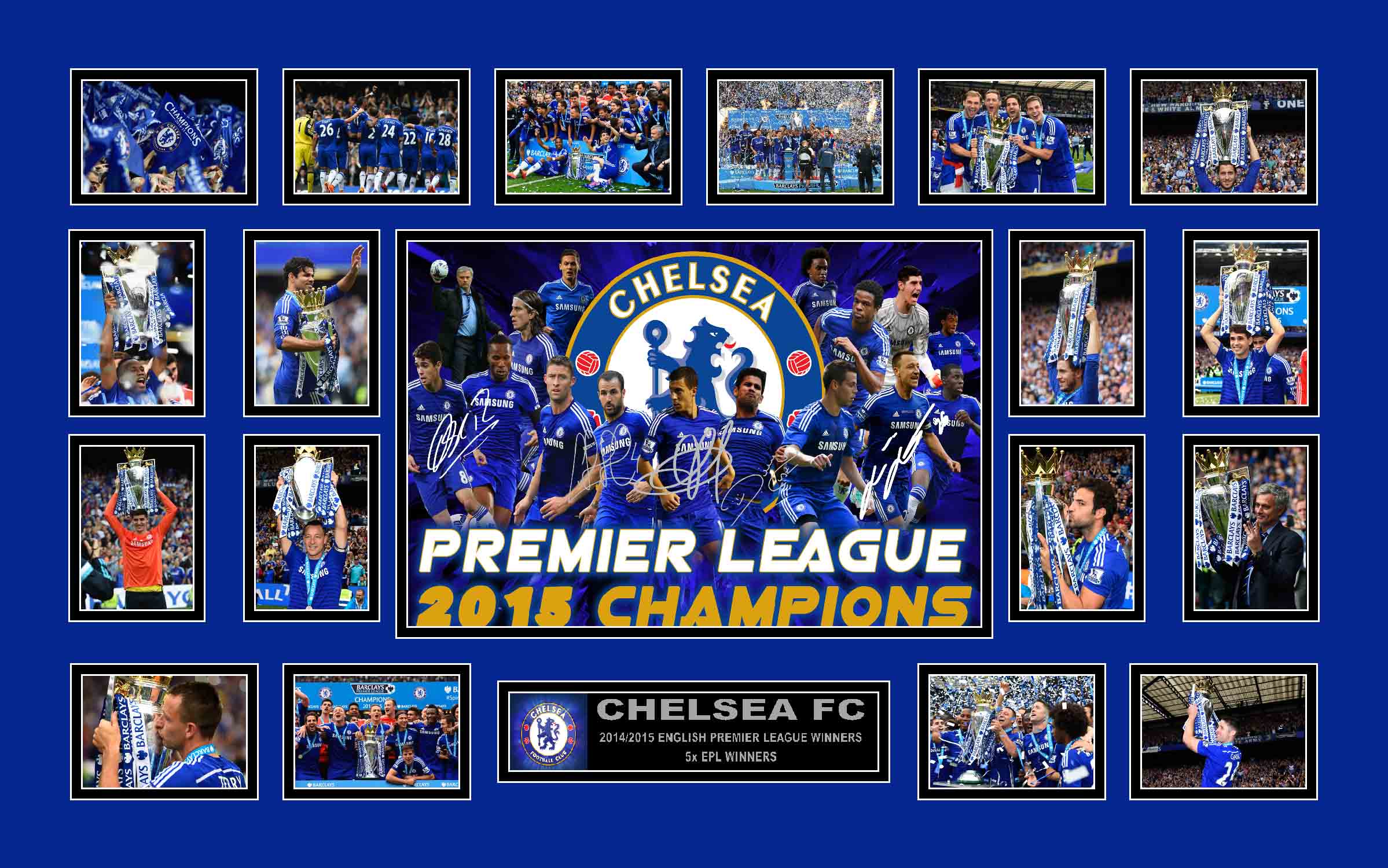 Chelsea 2014/2015 English Premier League Winners Collage Framed - KING CAVE