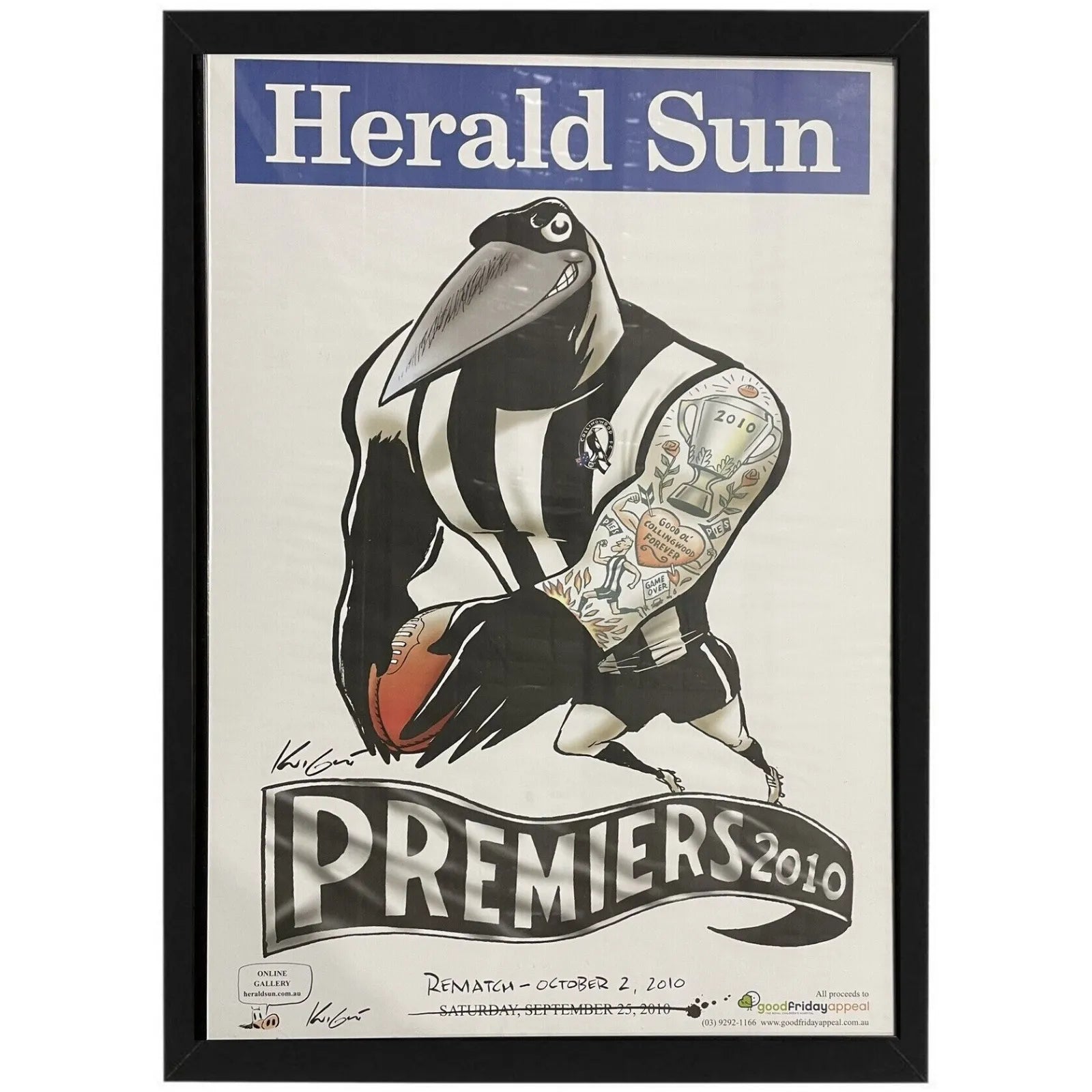 Collingwood 2010 Mark Knight Premiers Poster Framed - KING CAVE
