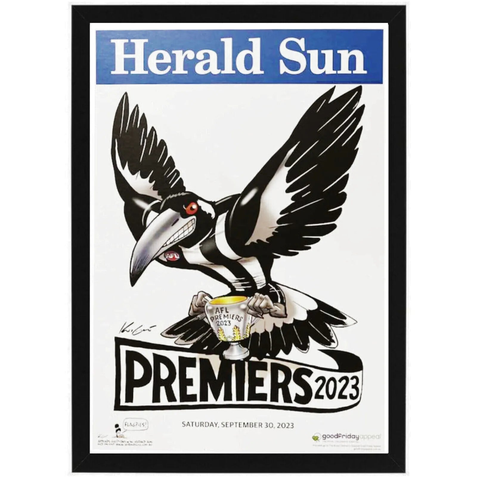 Collingwood 2023 Premiers Mark Knight Poster Framed - KING CAVE