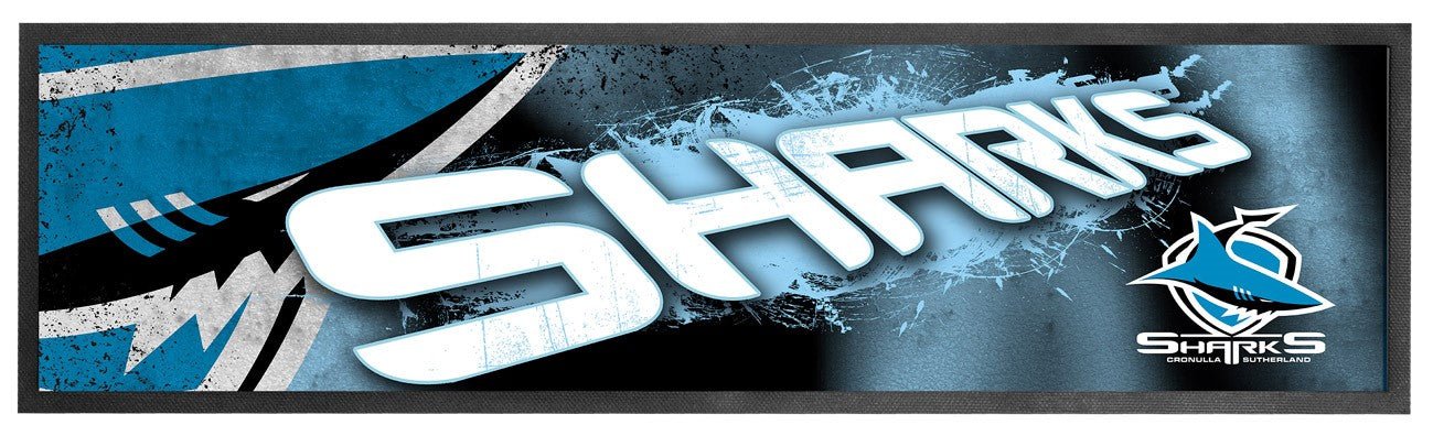 Cronulla Sharks NRL Premium Rubber-Backed Bar Mat Runner - KING CAVE