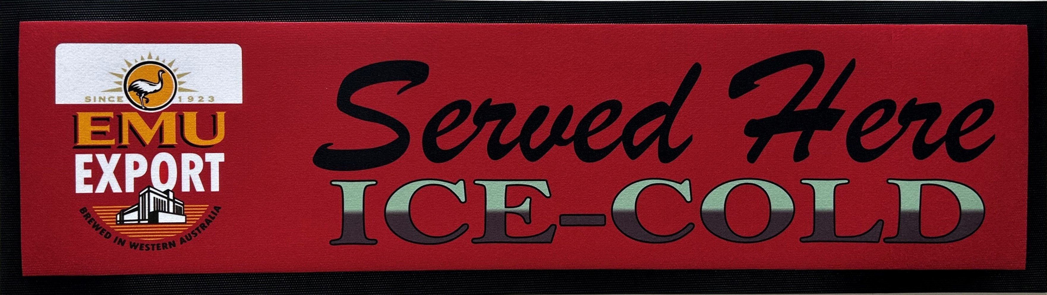 Emu Export "Served Here Ice Cold" Premium Rubber-Backed Bar Mat Runner - KING CAVE