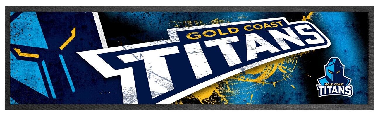 Gold Coast Titans NRL Premium Rubber-Backed Bar Mat Runner - KING CAVE
