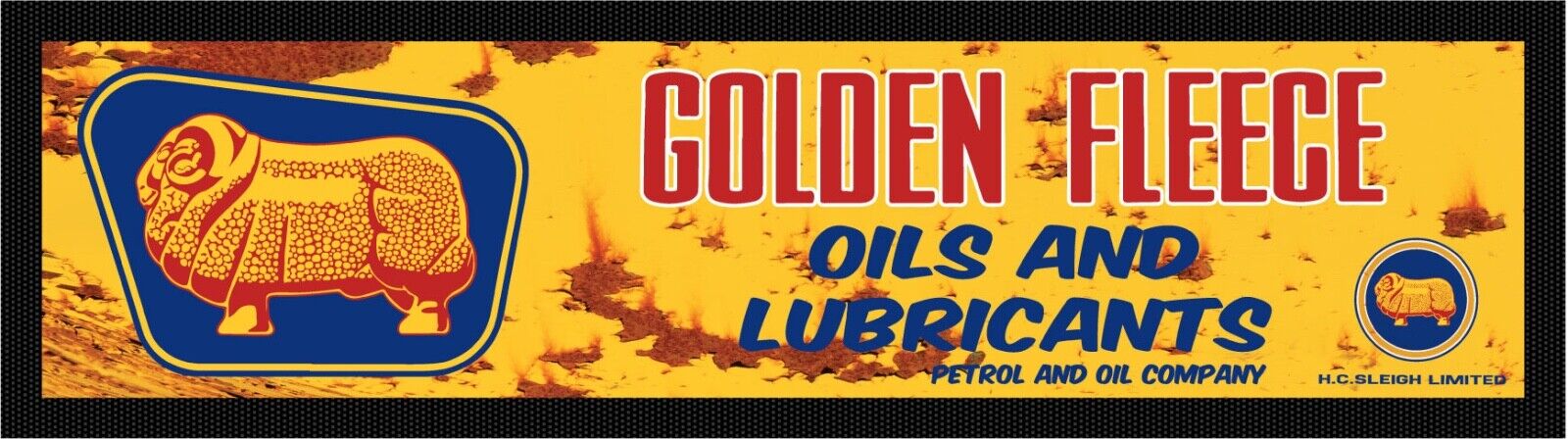 Golden Fleece "Oils and Lubricants" Premium Rubber-Backed Bar Mat Runner - KING CAVE