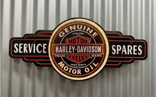Harley Davidson 12 Volt Premium Embossed Light Up LED Bar Sign - KING CAVE