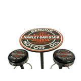 Harley Davidson Motor Oil Bar Table & Bar Stool Set - KING CAVE
