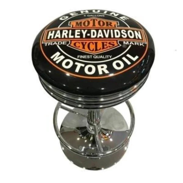 Harley Davidson Motor Oil Gas-Lift Bar Stool - KING CAVE