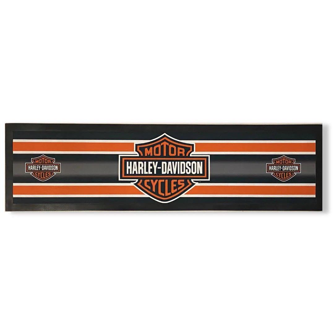 Harley Davidson Motorcycles Premium Rubber-Backed Bar Mat Runner - KING CAVE