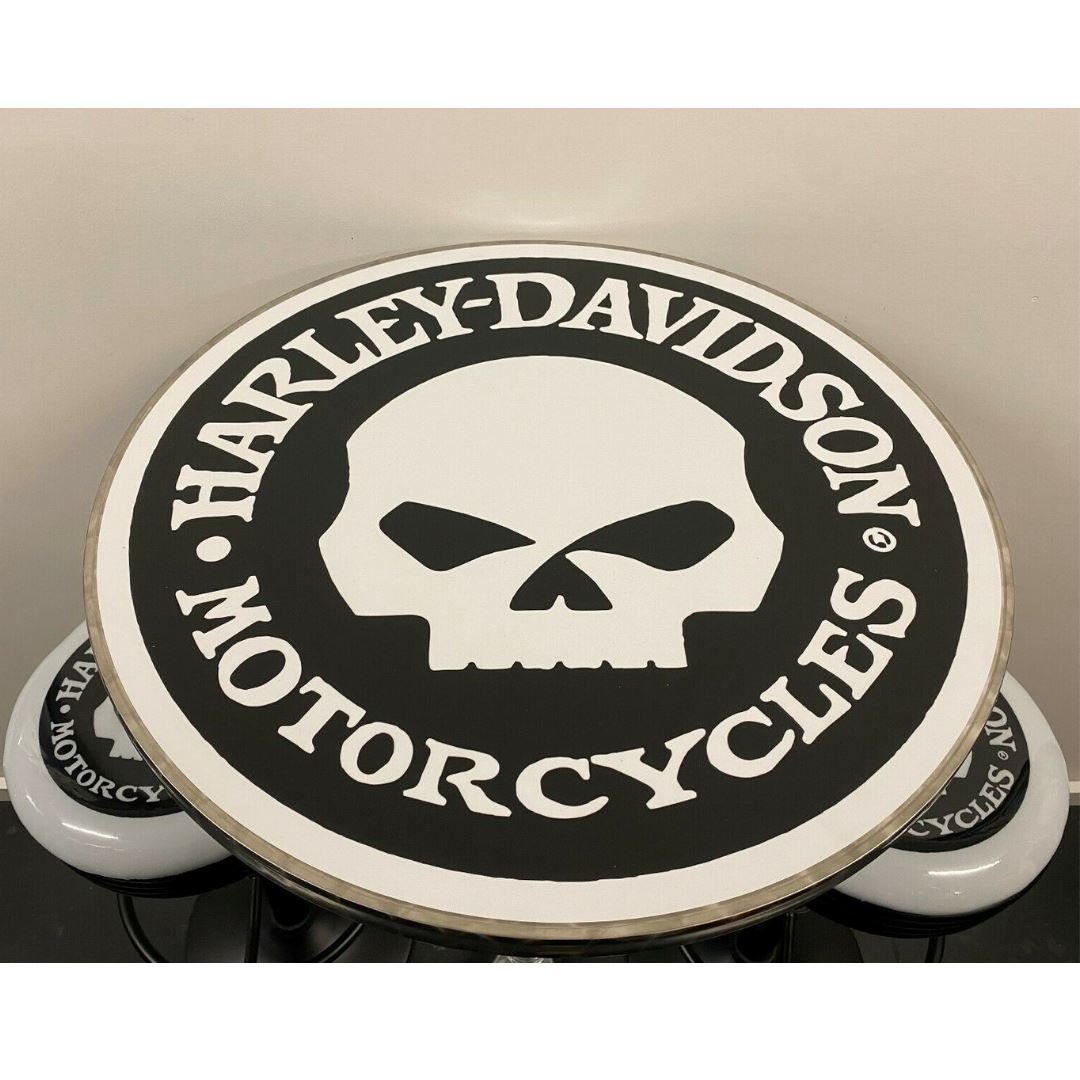 Harley Davidson Skull Bar Table & Bar Stool Set - KING CAVE