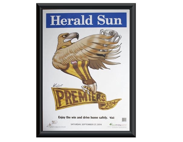 Hawthorn 2014 Knight Premiers Poster Framed - KING CAVE