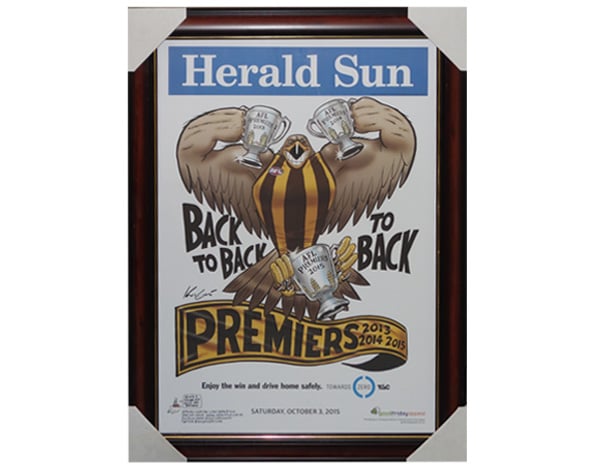 Hawthorn Three-Peat Knight Premiers Poster Framed - KING CAVE