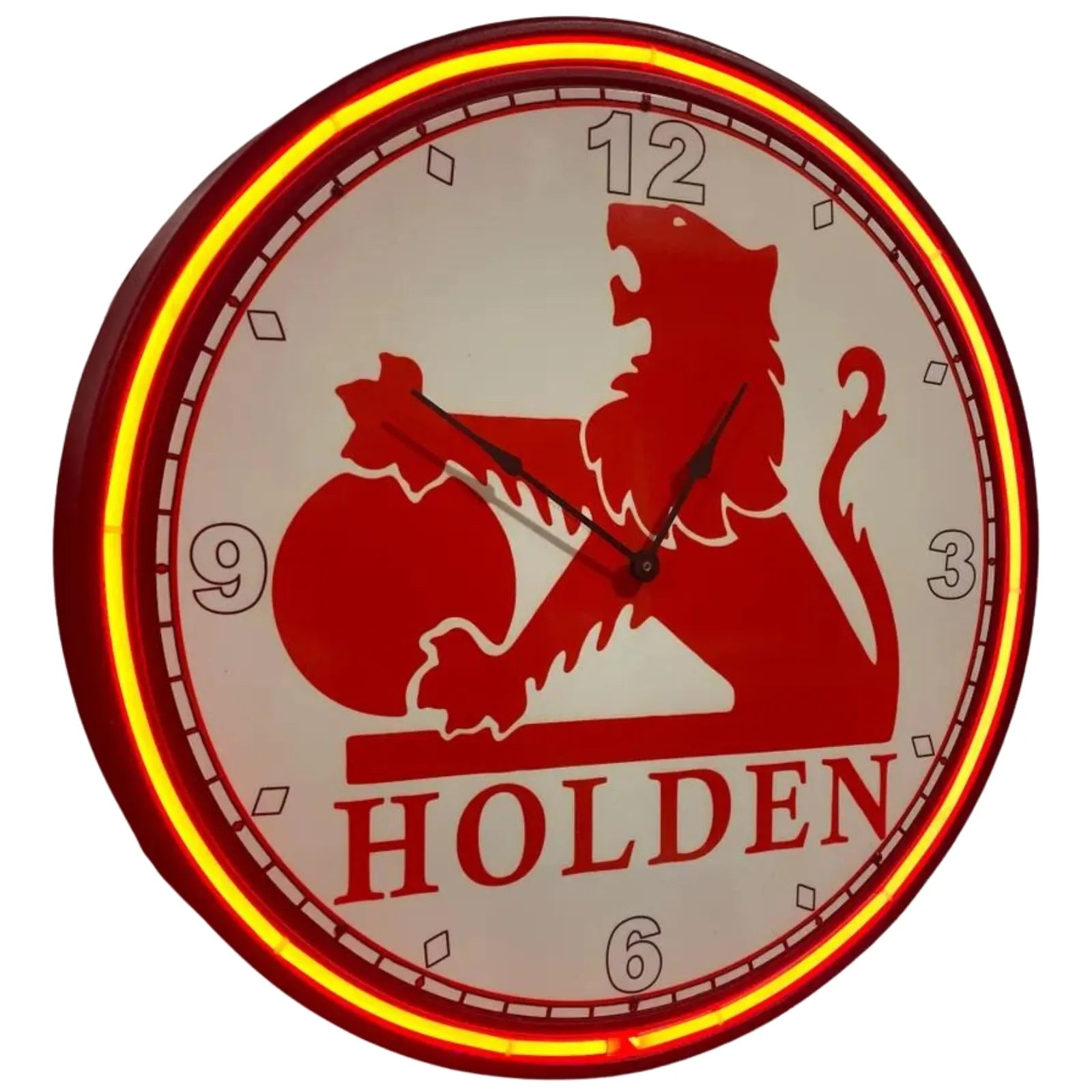 Holden Retro Red Lion Neon Clock - KING CAVE