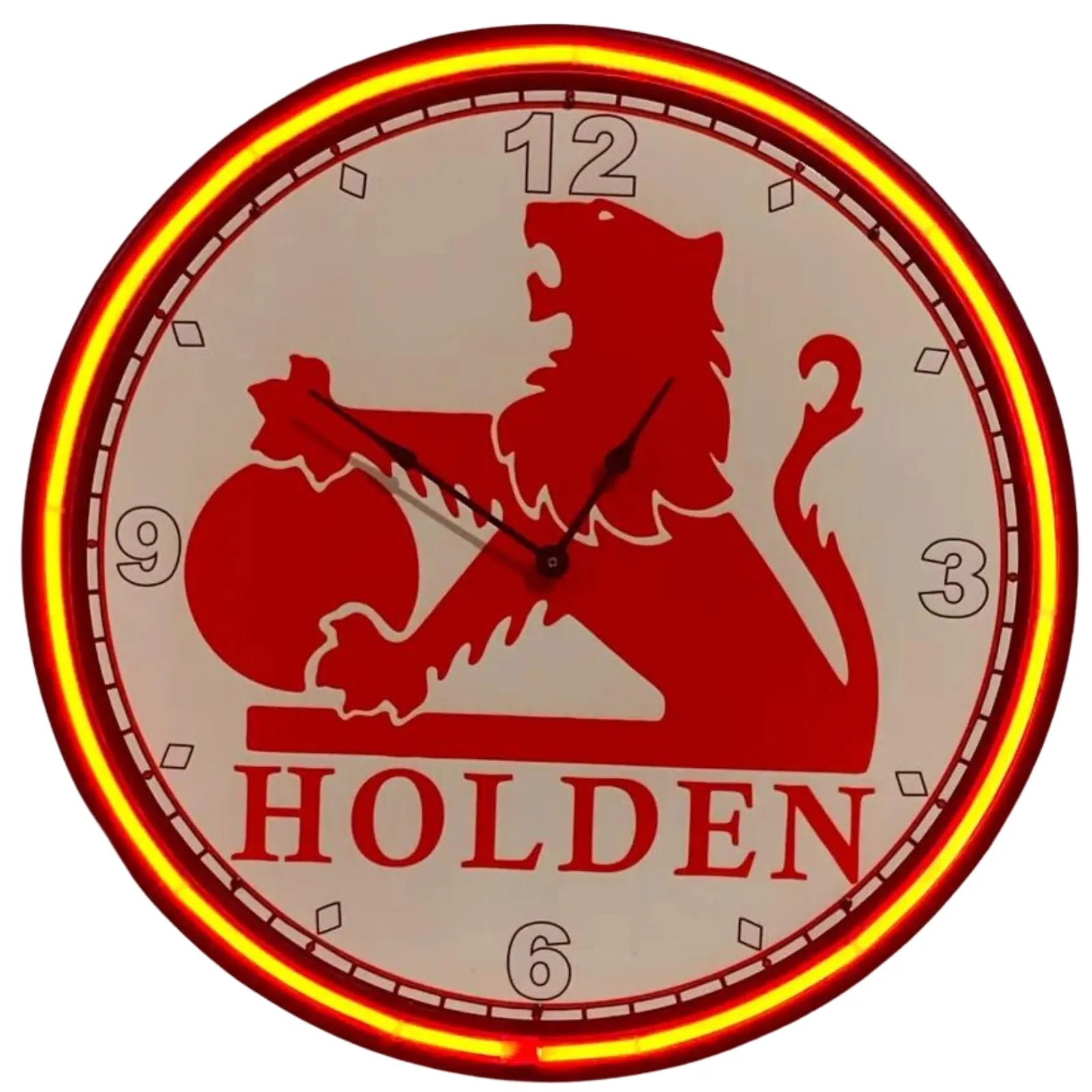Holden Retro Red Lion Neon Clock - KING CAVE