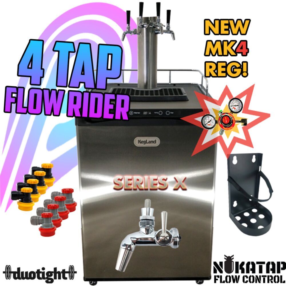 Series X FLOW RIDER Kegerator - FOUR TAP HomeBrew Draught Pack