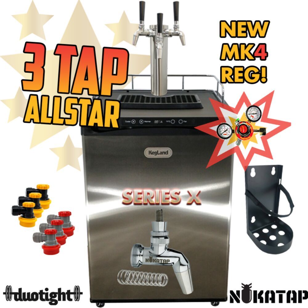 Series X ALLSTAR Kegerator - TRIPLE TAP Homebrew Draught Pack