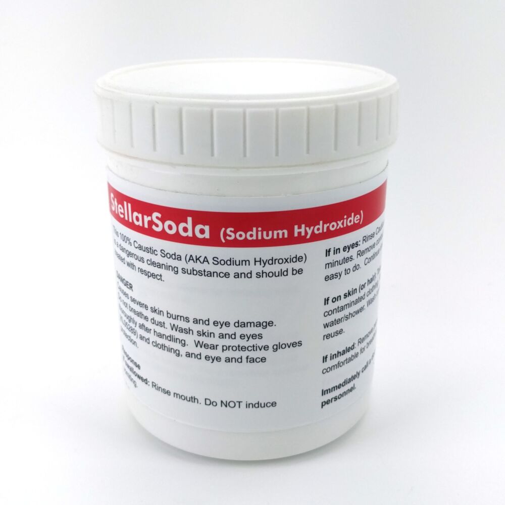 StellarSoda - 100% Caustic Soda - Sodium Hydroxide (1kg 35oz) (in Bucket with 25g Scoop)