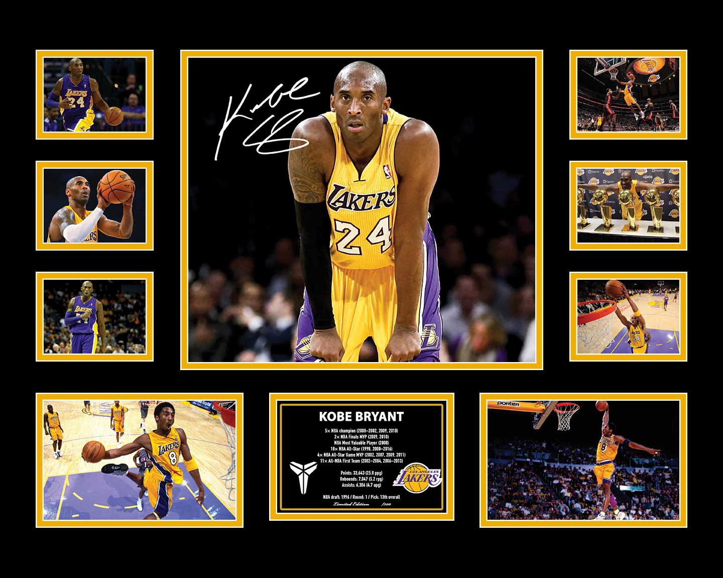 Kobe Bryant Collage Framed - KING CAVE