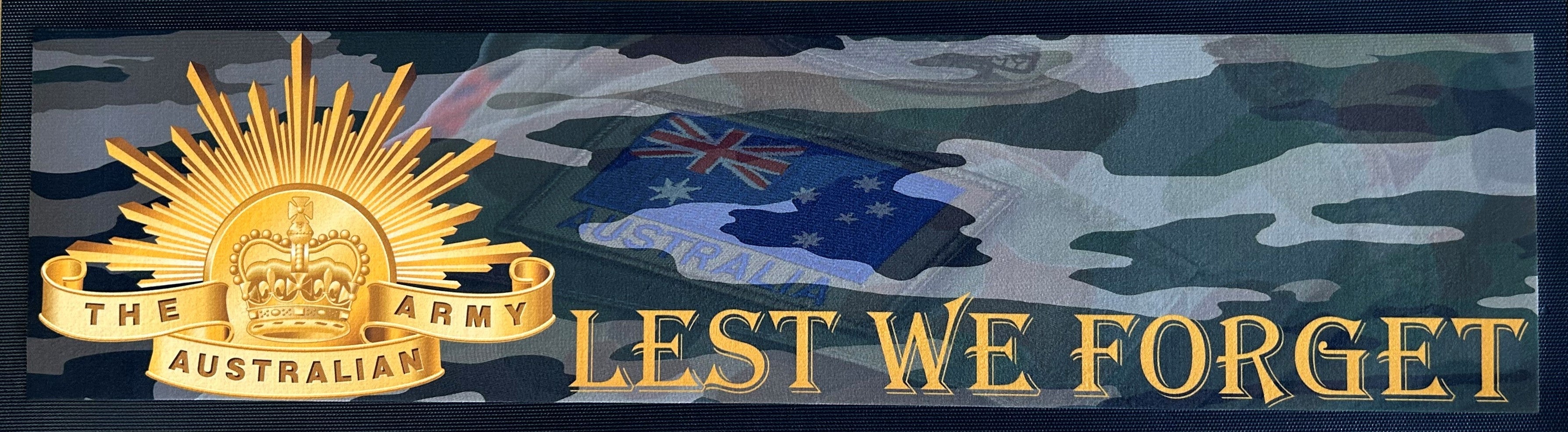Lest We Forget Camouflage Premium Rubber-Backed Bar Mat Runner - KING CAVE