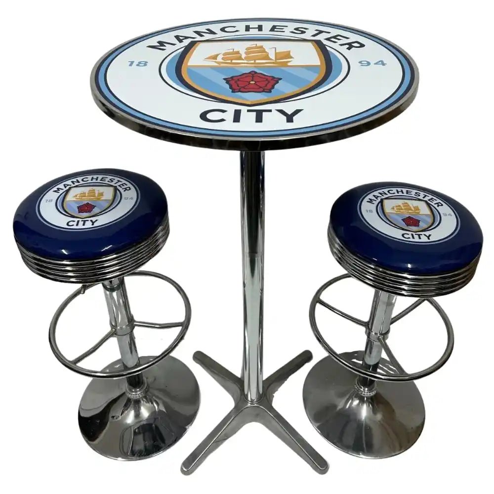 Manchester City FC Bar Table & Bar Stool Set - KING CAVE