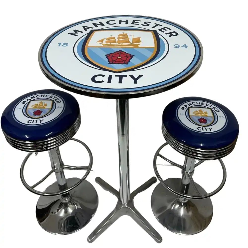 Manchester City FC Bar Table & Bar Stool Set - KING CAVE