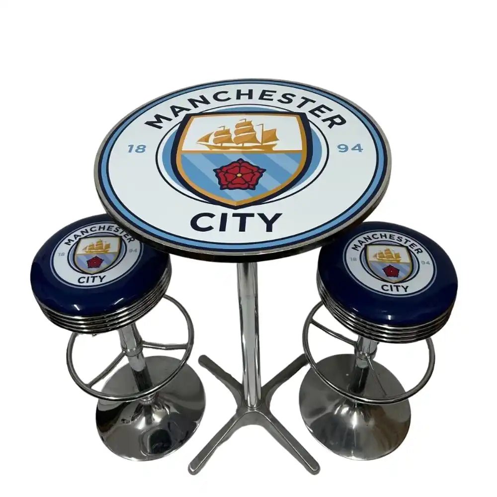 Manchester City FC Bar Table & Bar Stool Set - KING CAVE