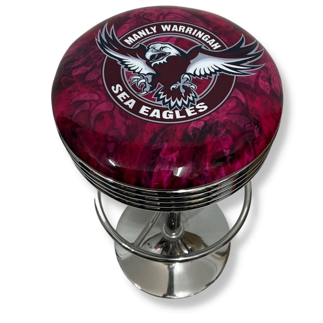 Manly Sea Eagles Gas-Lift Retro Bar Stool - KING CAVE