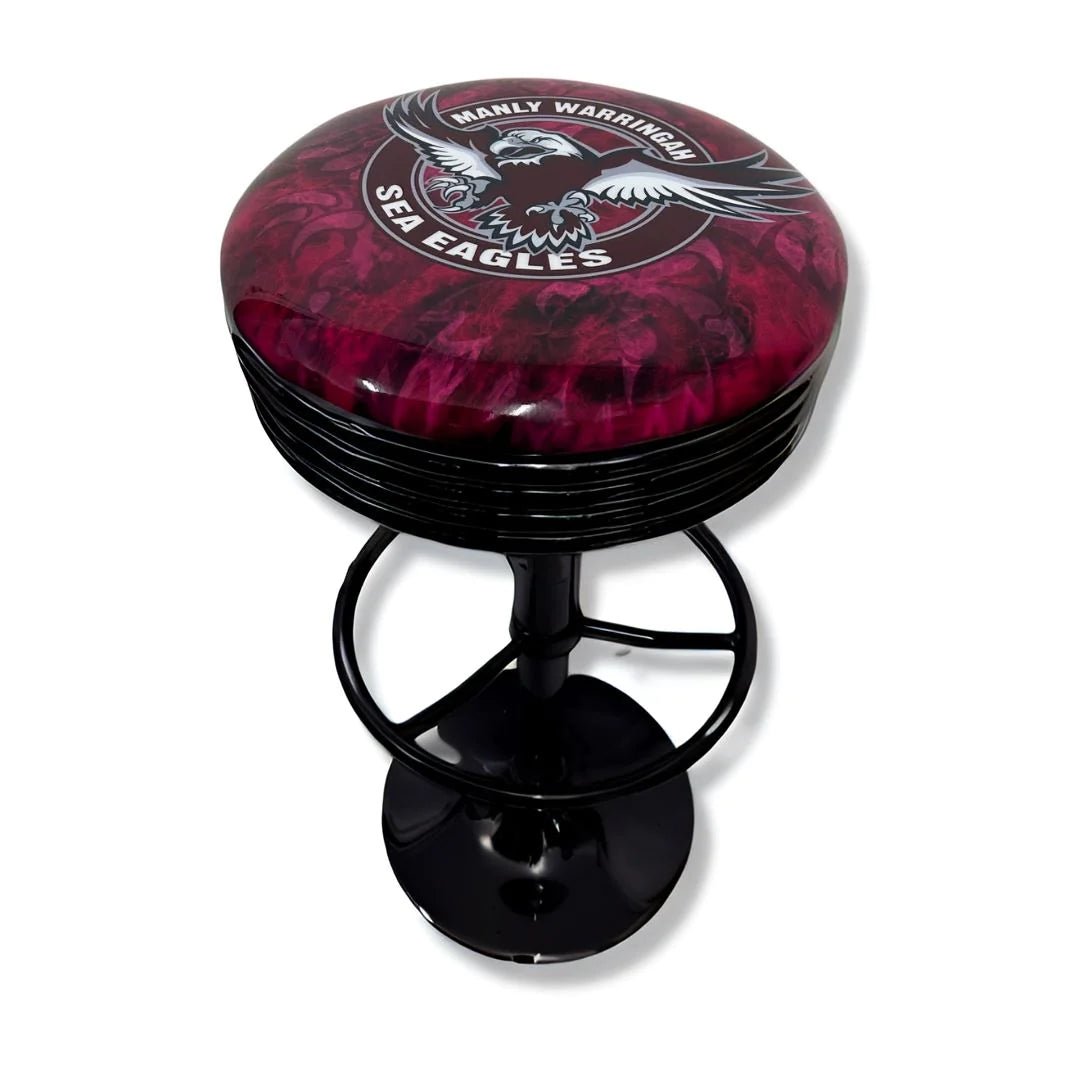 Manly Sea Eagles Gas-Lift Retro Bar Stool - KING CAVE