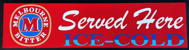 Melbourne Bitter "Served Here Ice Cold" Premium Rubber-Backed Bar Mat Runner - KING CAVE