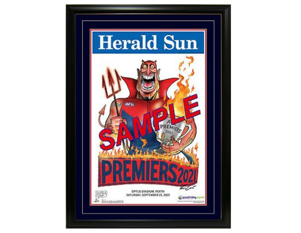 Melbourne Mark Knight 2021 Premiers Poster Framed (With Backing) - KING CAVE