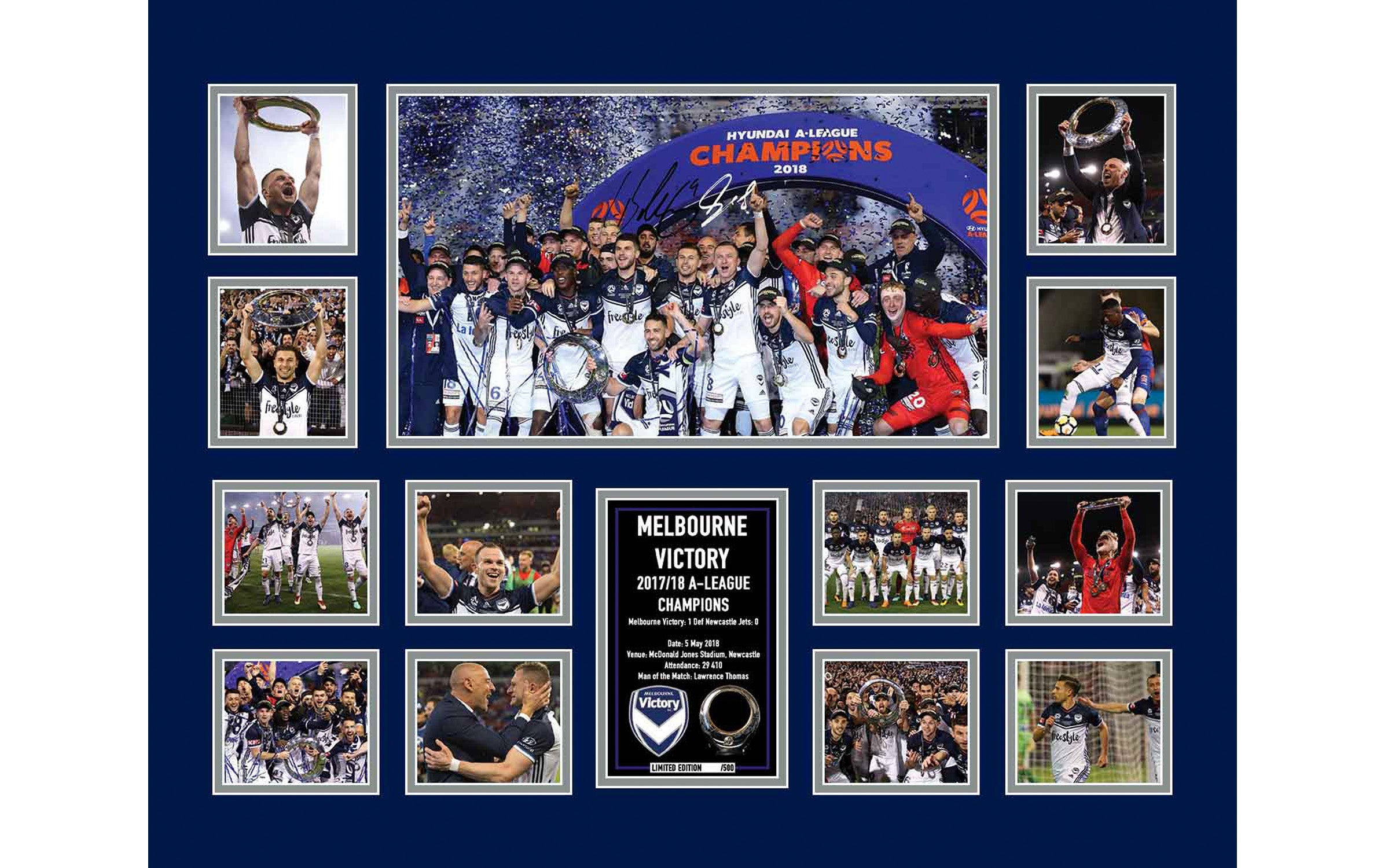 Melbourne Victory 2017/2018 A-League Premiers Collage Framed - KING CAVE